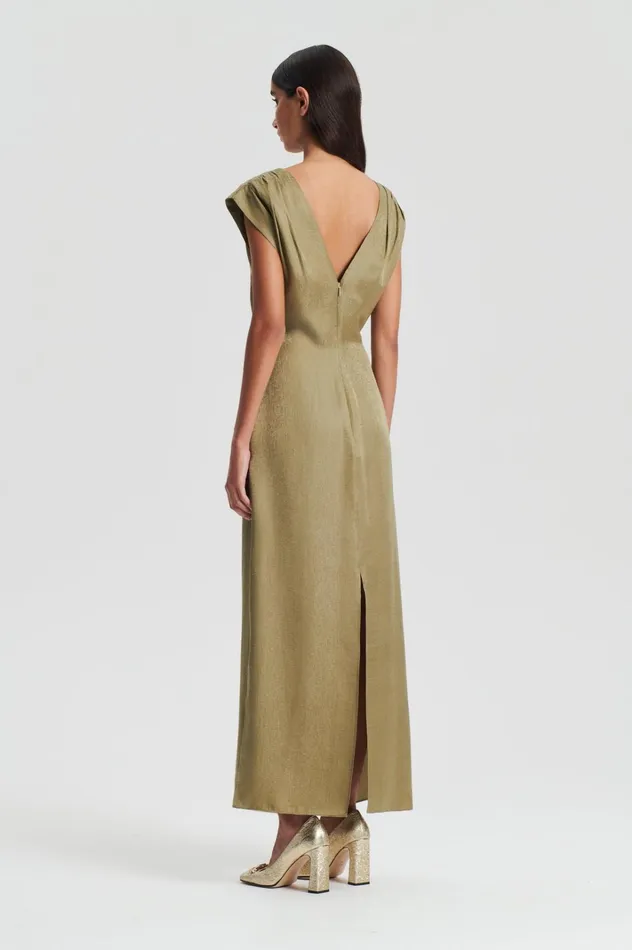 Women Scanlan Theodore Dresses SILK JACQUARD DRESS Olive