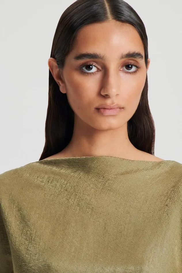 Women Scanlan Theodore Dresses SILK JACQUARD DRESS Olive