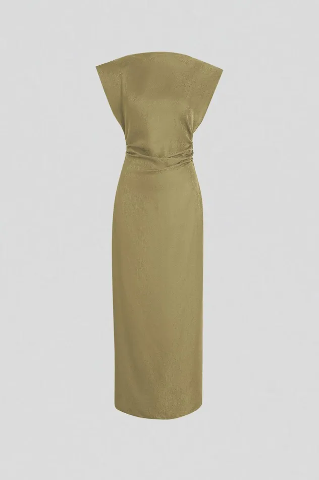 Women Scanlan Theodore Dresses SILK JACQUARD DRESS Olive