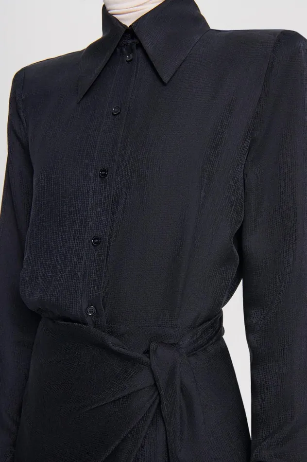 Women Scanlan Theodore Dresses SILK JAQUARD WRAP DRESS Navy Women Scanlan Theodore Dresses SILK JAQUARD WRAP DRESS Navy