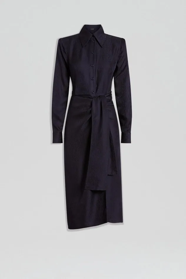 Women Scanlan Theodore Dresses SILK JAQUARD WRAP DRESS Navy Women Scanlan Theodore Dresses SILK JAQUARD WRAP DRESS Navy