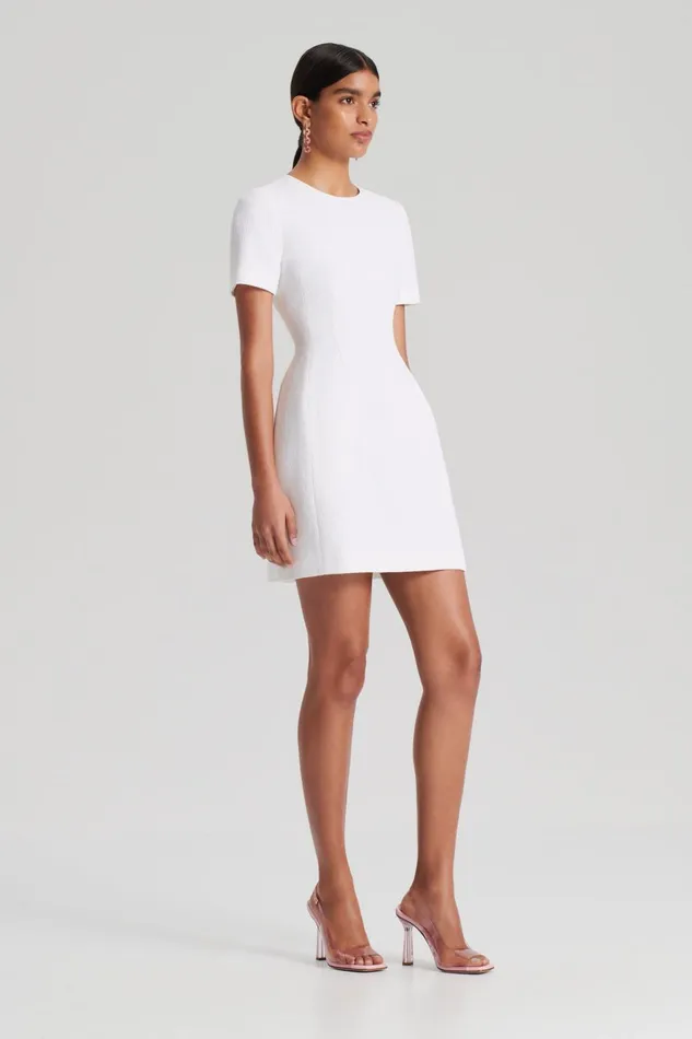 Women Scanlan Theodore Dresses STRETCH REPTILE MINI DRESS White