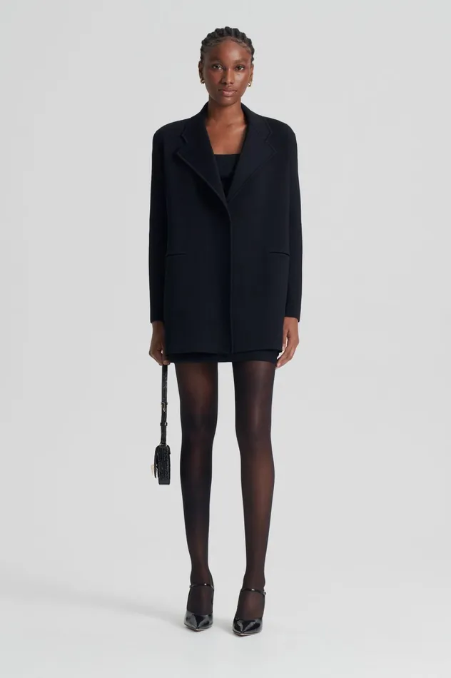 Women Scanlan Theodore Jackets CREPE KNIT LOOSE TAILORED JACKET Black