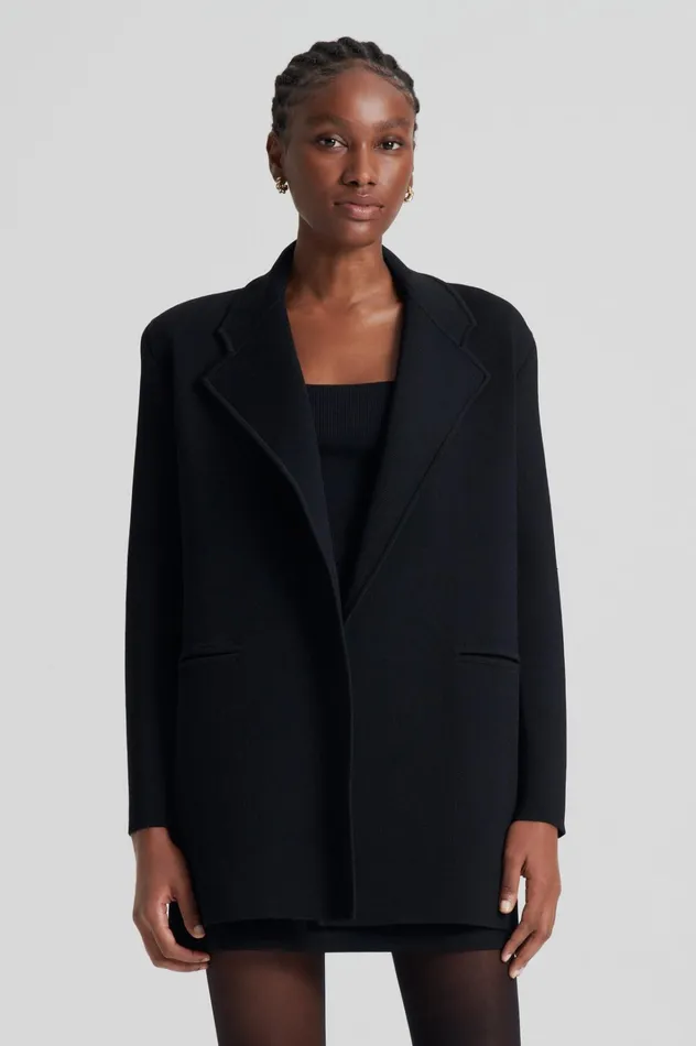Women Scanlan Theodore Jackets CREPE KNIT LOOSE TAILORED JACKET Black Women Scanlan Theodore Jackets CREPE KNIT LOOSE TAILORED JACKET Black