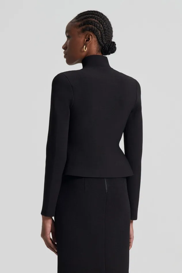 Women Scanlan Theodore Jackets CREPE KNIT PEPLUM JACKET Darkchocolate