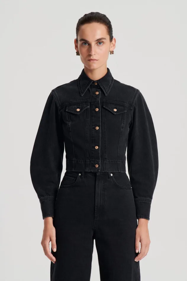 Women Scanlan Theodore Jackets DENIM JACKET Washedblackg