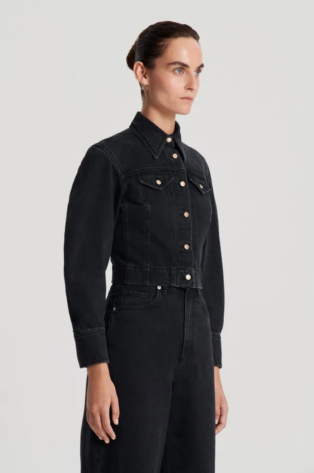 Women Scanlan Theodore Jackets DENIM JACKET Washedblackg