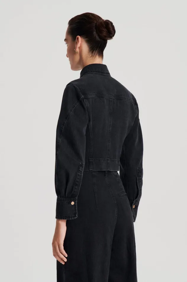 Women Scanlan Theodore Jackets DENIM JACKET Washedblackg