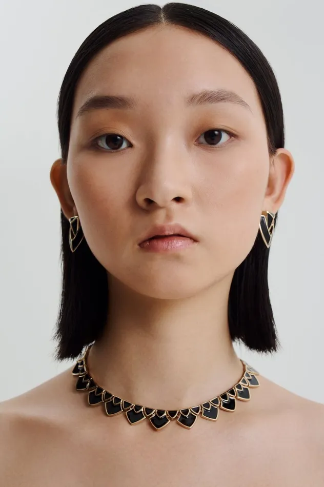 Women Scanlan Theodore Jewelry ENAMEL TRIANGLE CHOKER Black