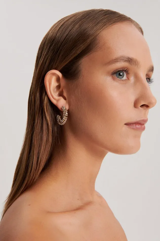 Women Scanlan Theodore Jewelry STRASS TWIST EARRINGS Lightgoldcrystal