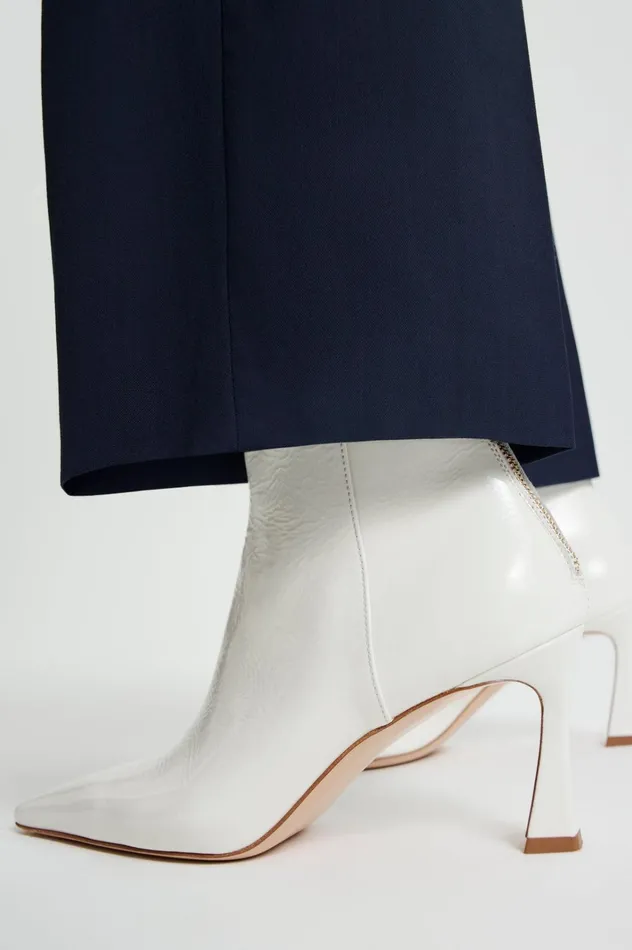 Women Scanlan Theodore Leather CRINKLE LEATHER ANKLE BOOT 75 White
