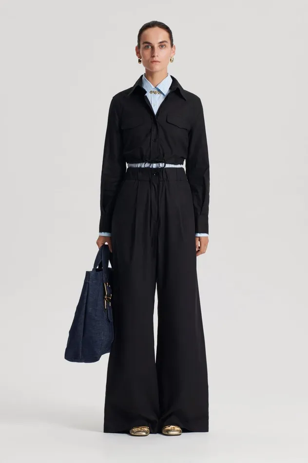 Women Scanlan Theodore Shirts CROP CARGO SHIRT Black