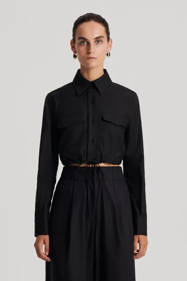 Women Scanlan Theodore Shirts CROP CARGO SHIRT Black Women Scanlan Theodore Shirts CROP CARGO SHIRT Black