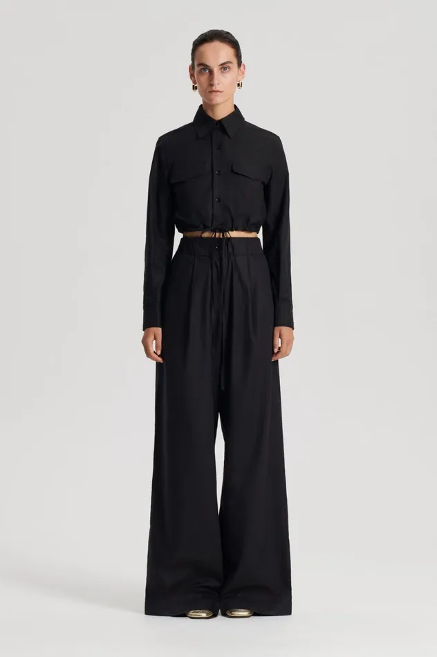 Women Scanlan Theodore Shirts CROP CARGO SHIRT Black Women Scanlan Theodore Shirts CROP CARGO SHIRT Black