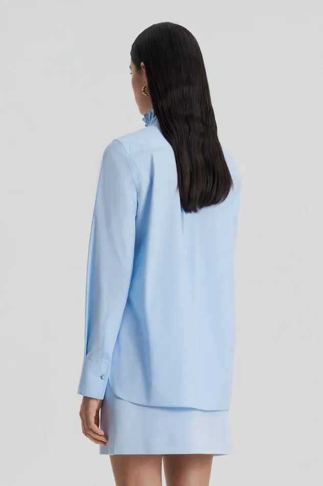 Women Scanlan Theodore Shirts PARACHUTE RUFFLE TRIM SHIRT Tintedblue Women Scanlan Theodore Shirts PARACHUTE RUFFLE TRIM SHIRT Tintedblue