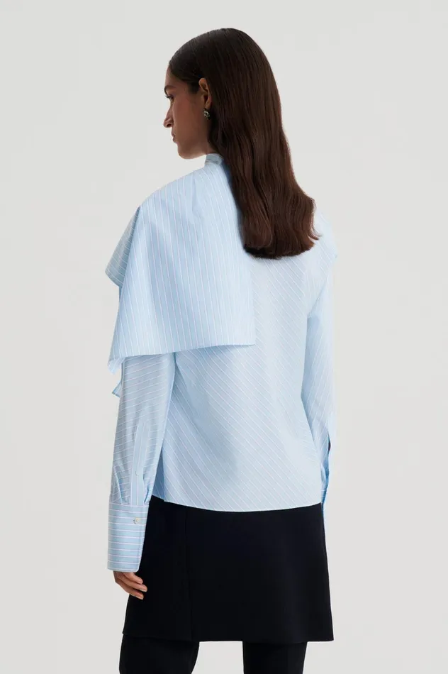 Women Scanlan Theodore Shirts STRIPE CRAVAT SHIRT Paleblue