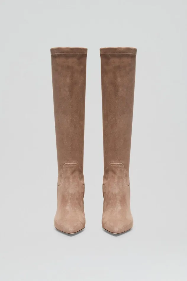 Women Scanlan Theodore Shoes STRETCH BELOW THE KNEE BOOT 85 Camelsuede