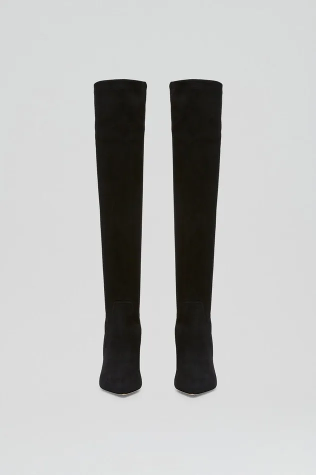 Women Scanlan Theodore Shoes STRETCH SUEDE OVER THE KNEE BOOT 85 Black