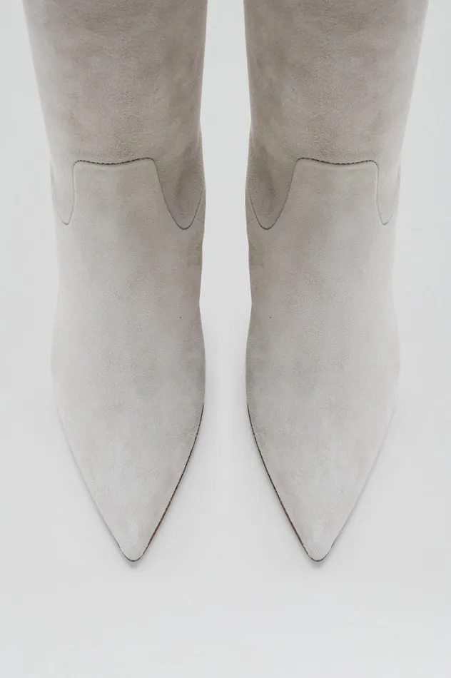 Women Scanlan Theodore Shoes STRETCH SUEDE OVER THE KNEE BOOT 85 Stone