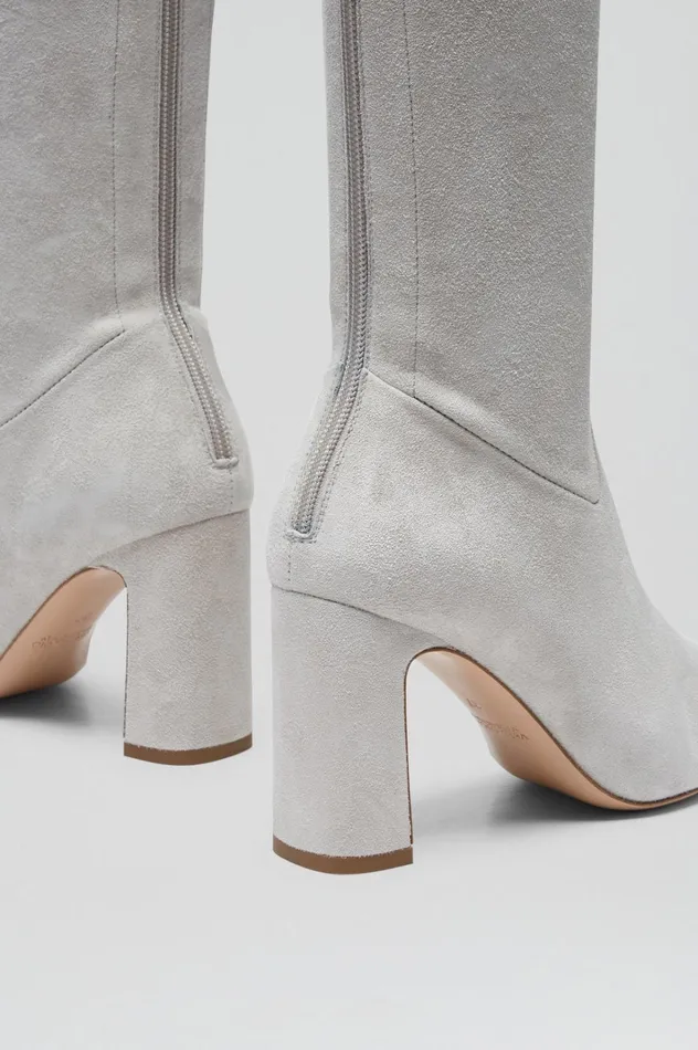 Women Scanlan Theodore Shoes STRETCH SUEDE OVER THE KNEE BOOT 85 Stone