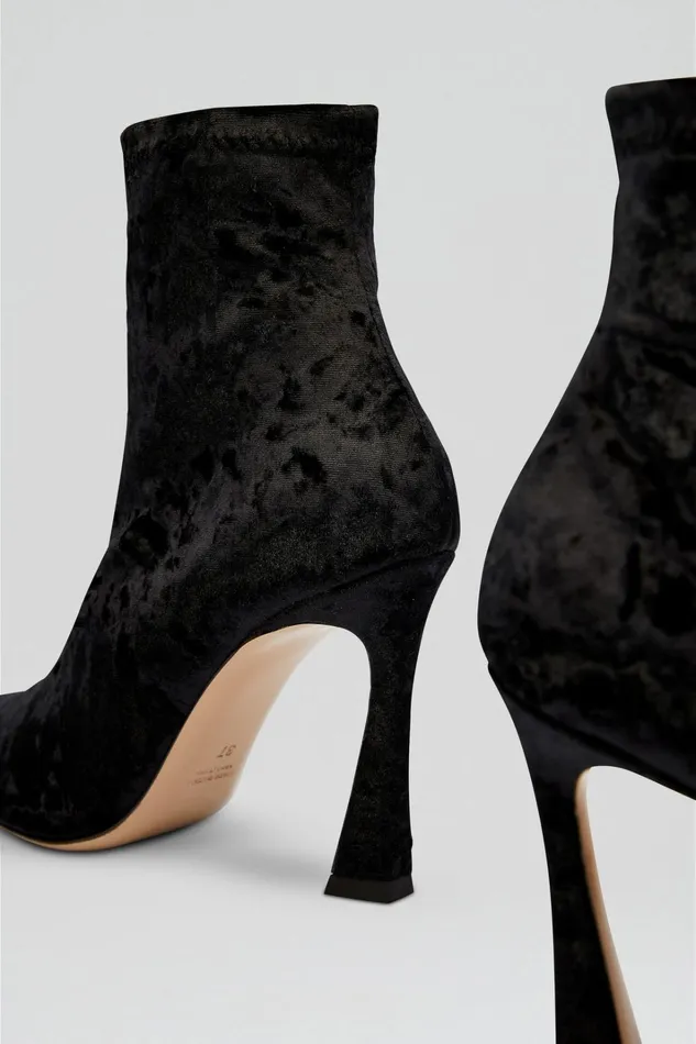 Women Scanlan Theodore Shoes STRETCH VELVET ANKLE BOOT 95 Black