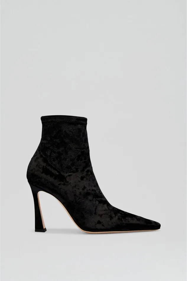 Women Scanlan Theodore Shoes STRETCH VELVET ANKLE BOOT 95 Black