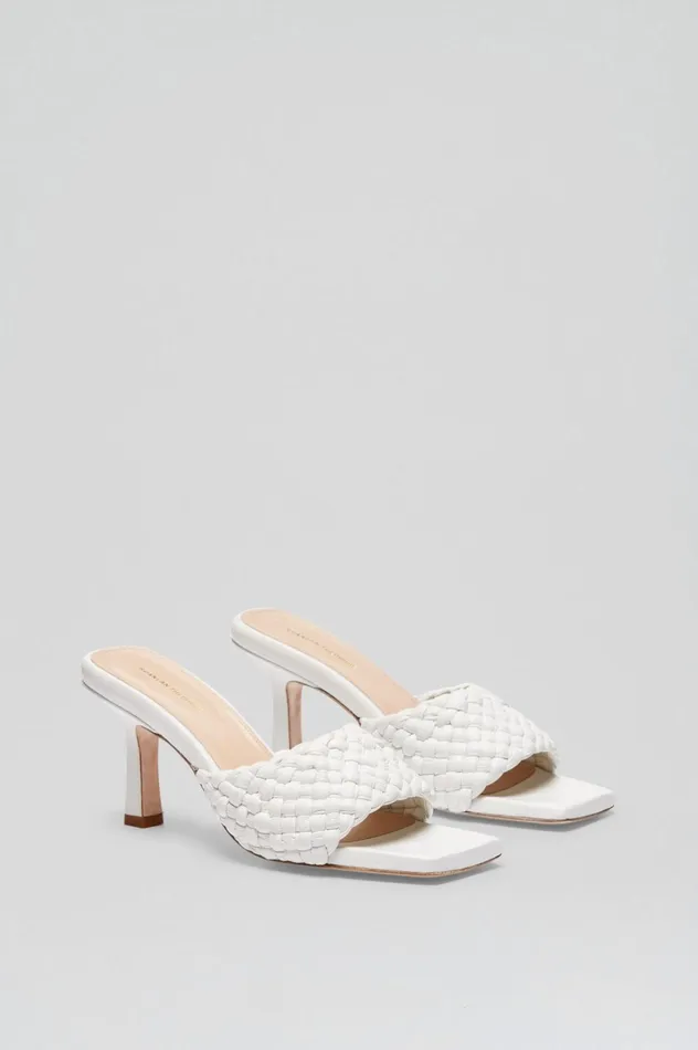 Women Scanlan Theodore Shoes WOVEN LEATHER MULE 75 White