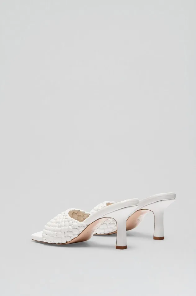 Women Scanlan Theodore Shoes WOVEN LEATHER MULE 75 White