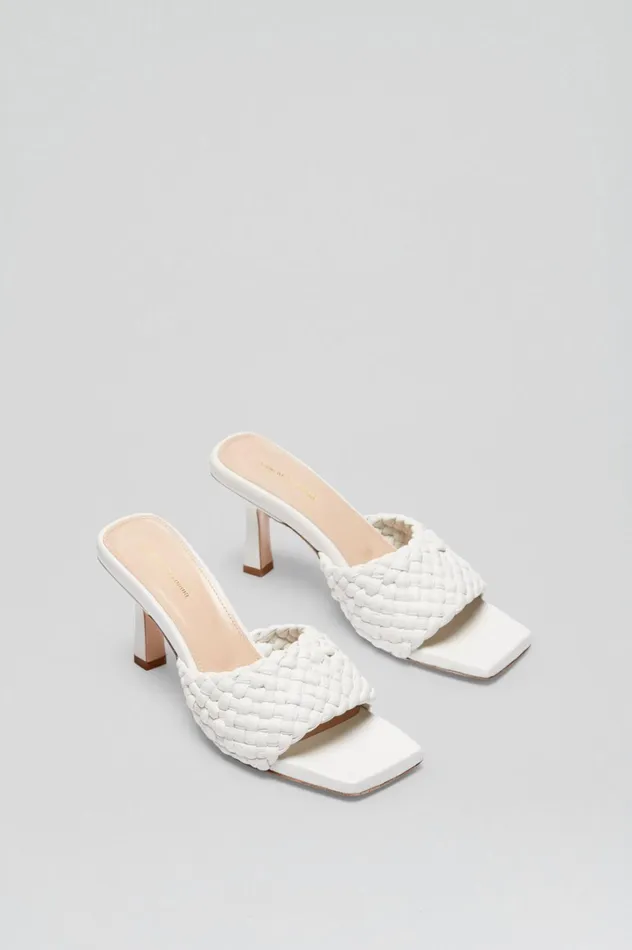 Women Scanlan Theodore Shoes WOVEN LEATHER MULE 75 White