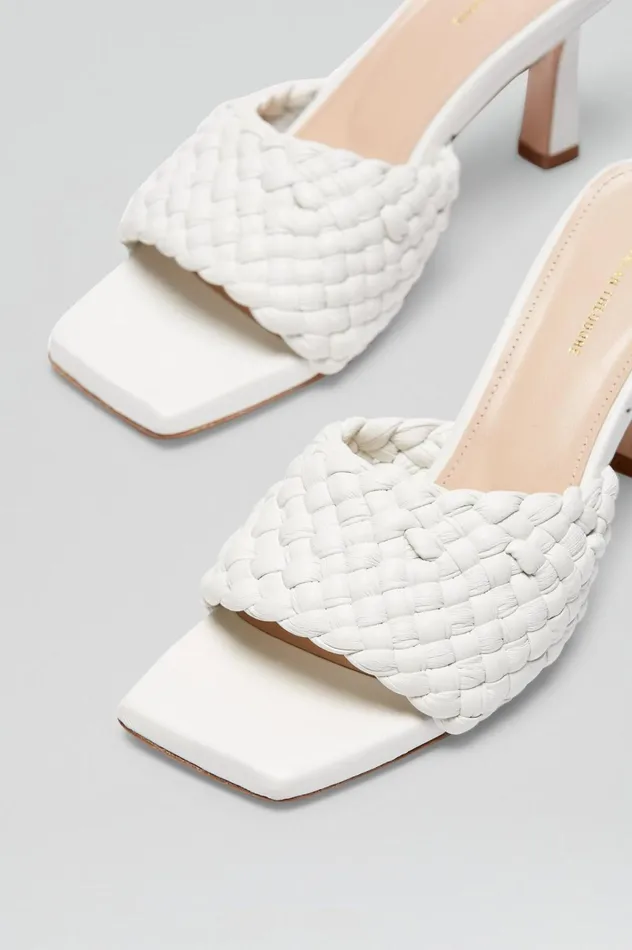 Women Scanlan Theodore Shoes WOVEN LEATHER MULE 75 White