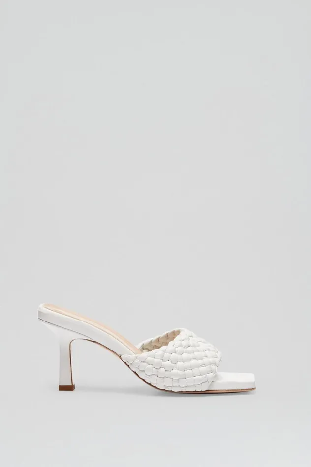 Women Scanlan Theodore Shoes WOVEN LEATHER MULE 75 White