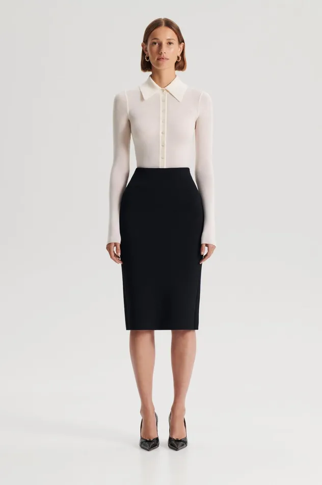 Women Scanlan Theodore Skirts CREPE KNIT PENCIL SKIRT Black