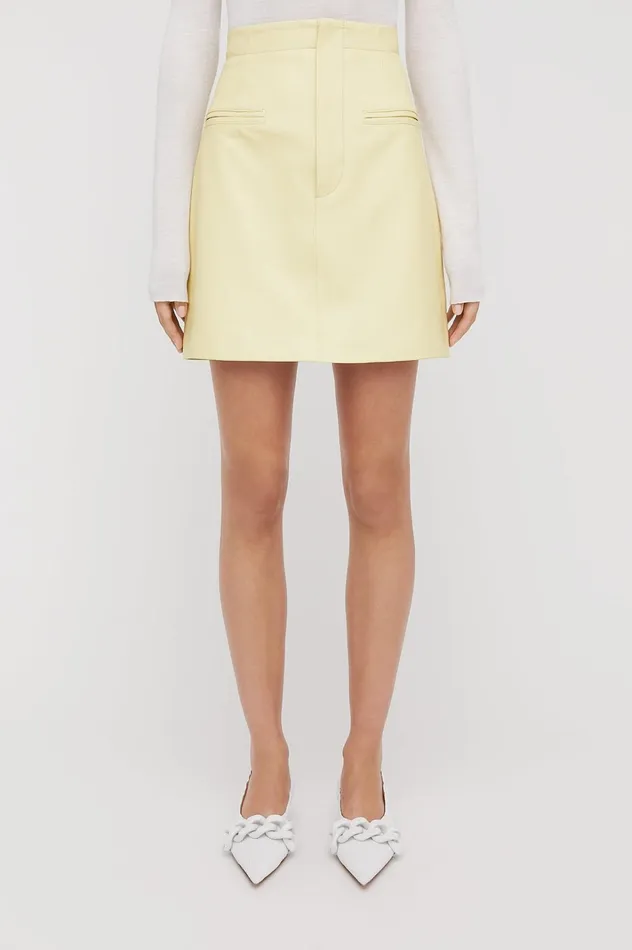 Women Scanlan Theodore Skirts LEATHER MINI SKIRT Lemon