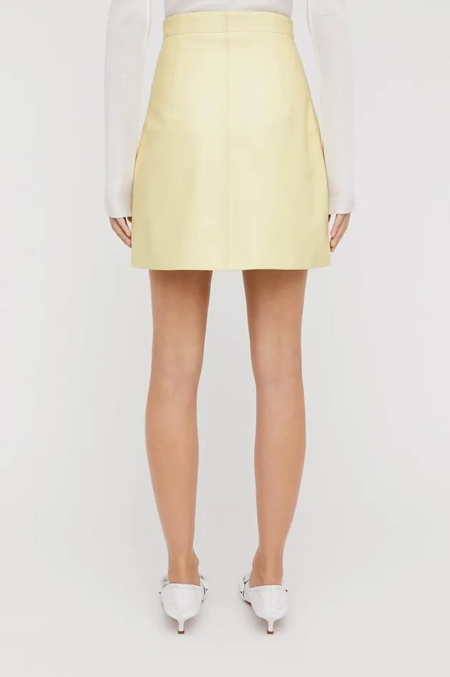Women Scanlan Theodore Skirts LEATHER MINI SKIRT Lemon