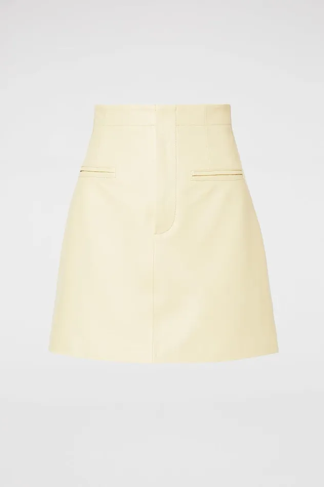 Women Scanlan Theodore Skirts LEATHER MINI SKIRT Lemon