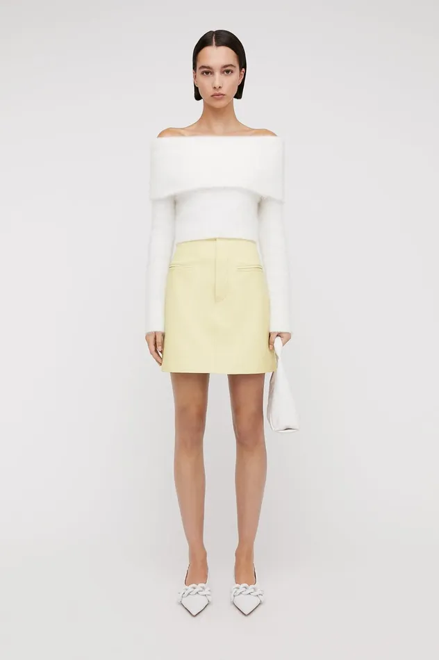 Women Scanlan Theodore Skirts LEATHER MINI SKIRT Lemon
