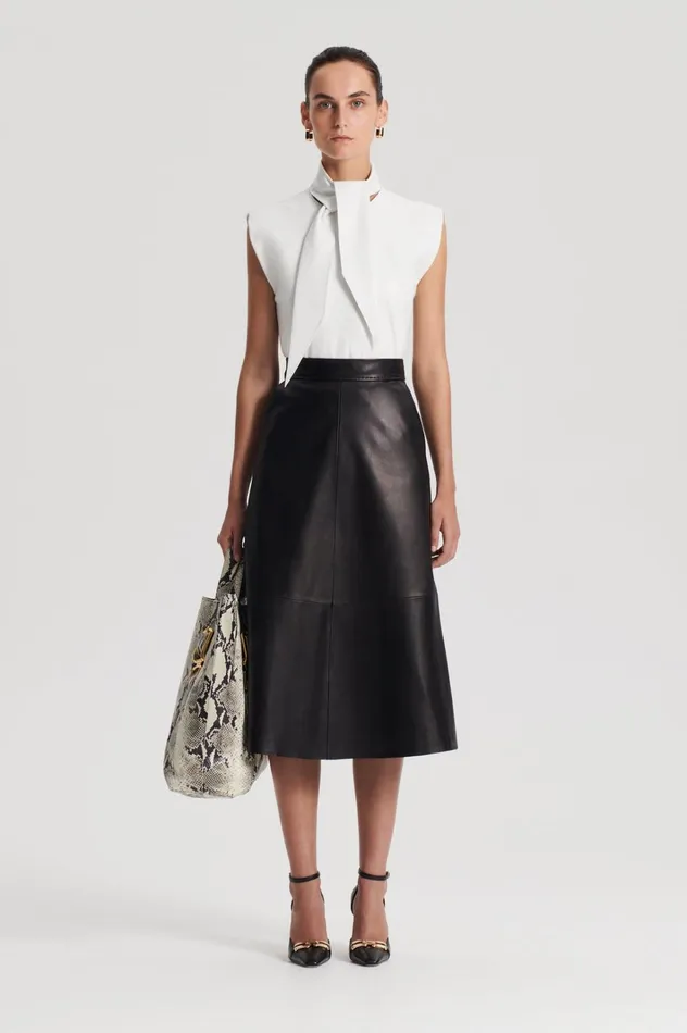 Women Scanlan Theodore Skirts LEATHER SOFT SKIRT Black