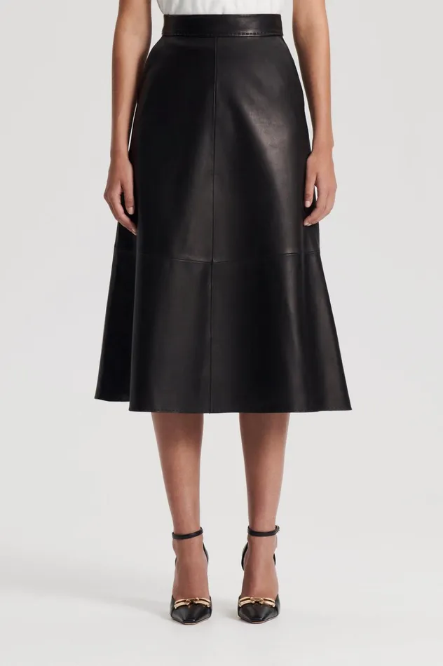 Women Scanlan Theodore Skirts LEATHER SOFT SKIRT Black