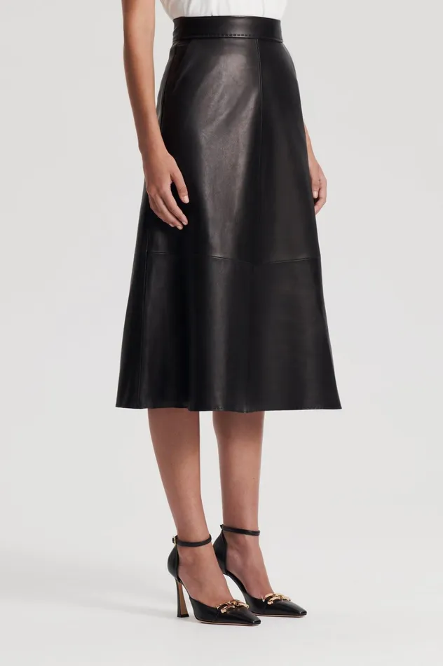 Women Scanlan Theodore Skirts LEATHER SOFT SKIRT Black