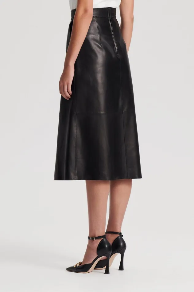 Women Scanlan Theodore Skirts LEATHER SOFT SKIRT Black
