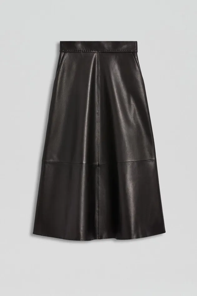 Women Scanlan Theodore Skirts LEATHER SOFT SKIRT Black