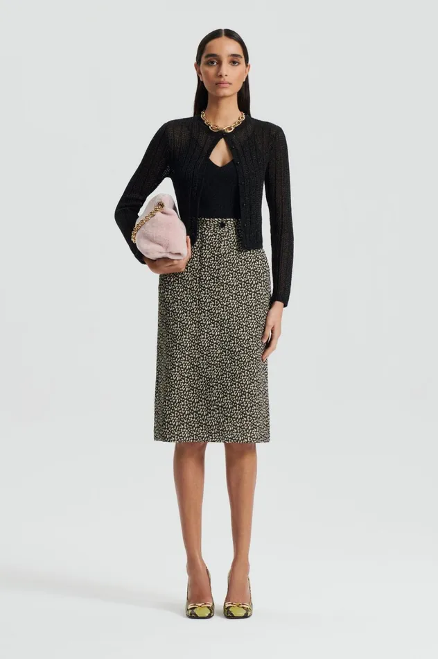 Women Scanlan Theodore Skirts OCELOT PENCIL SKIRT Darkelm