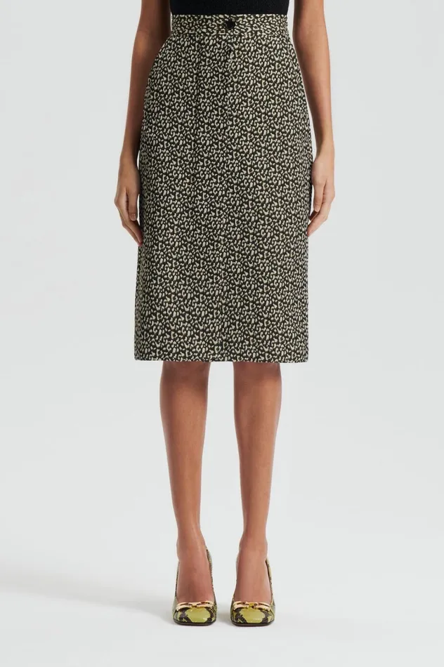Women Scanlan Theodore Skirts OCELOT PENCIL SKIRT Darkelm Women Scanlan Theodore Skirts OCELOT PENCIL SKIRT Darkelm