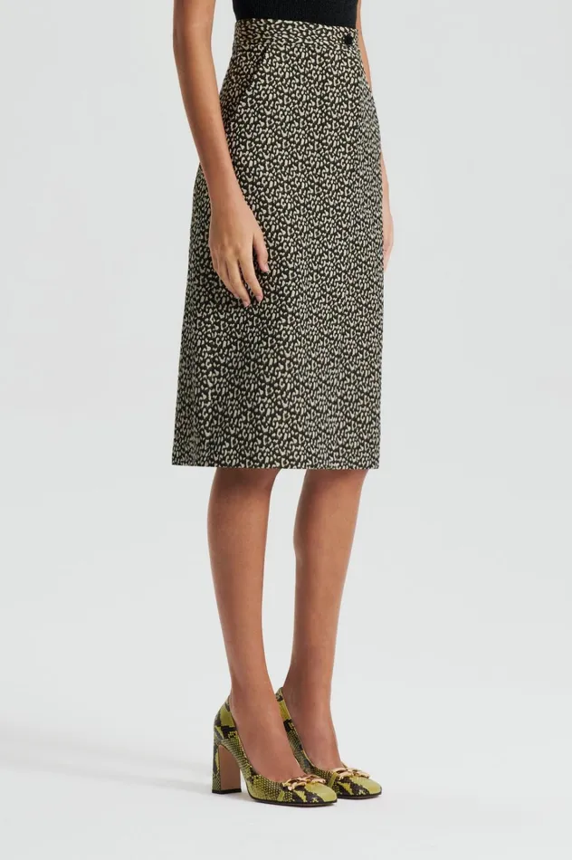 Women Scanlan Theodore Skirts OCELOT PENCIL SKIRT Darkelm Women Scanlan Theodore Skirts OCELOT PENCIL SKIRT Darkelm