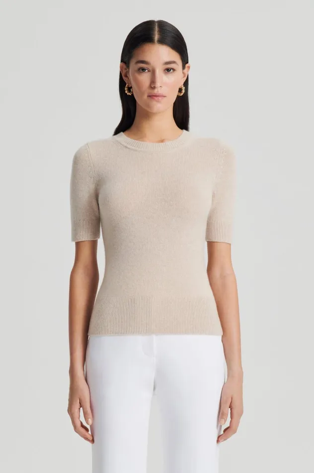 Women Scanlan Theodore Sweaters CASHMERE SLIM FIT SWEATER 5 Wheat
