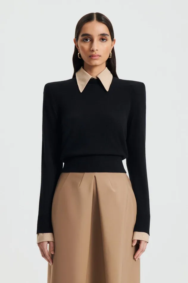 Women Scanlan Theodore Sweaters FINE WOOL SWEATER Black