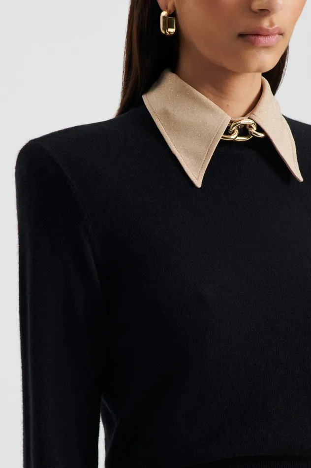 Women Scanlan Theodore Sweaters FINE WOOL SWEATER Black