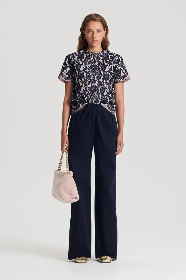 Women Scanlan Theodore Tops BONDED LACE TOP Navy