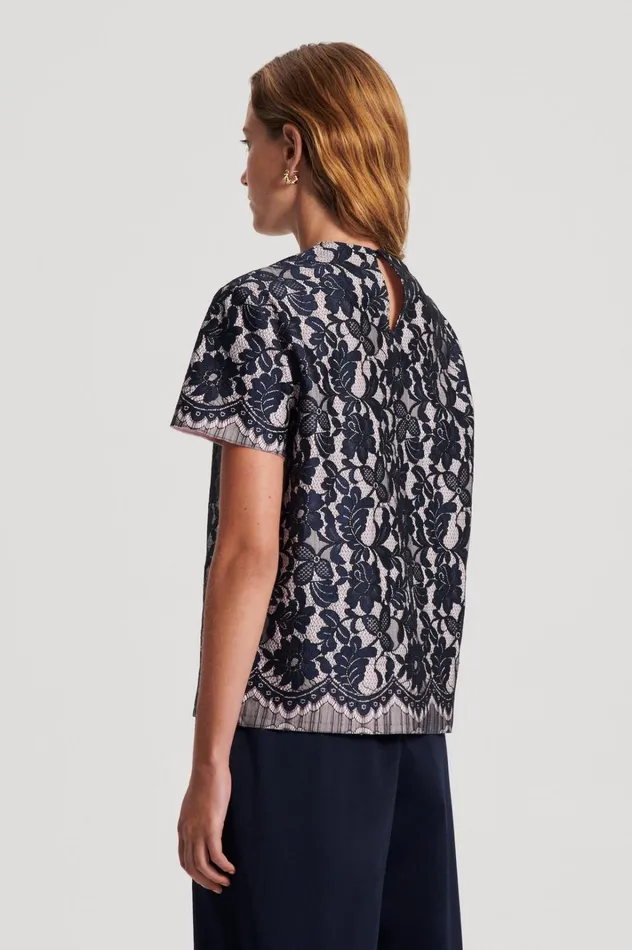 Women Scanlan Theodore Tops BONDED LACE TOP Navy