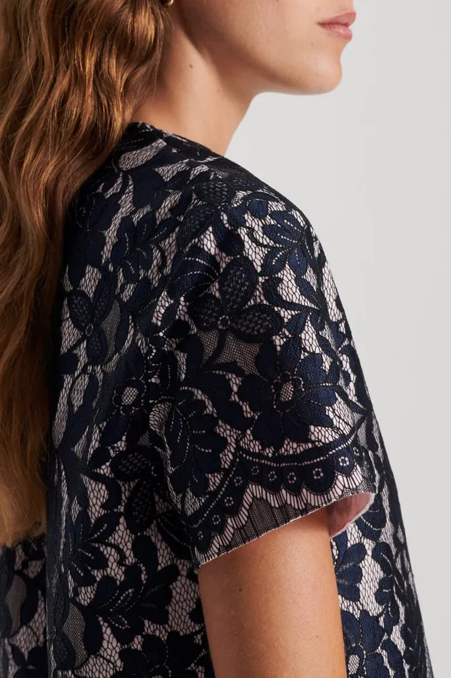Women Scanlan Theodore Tops BONDED LACE TOP Navy